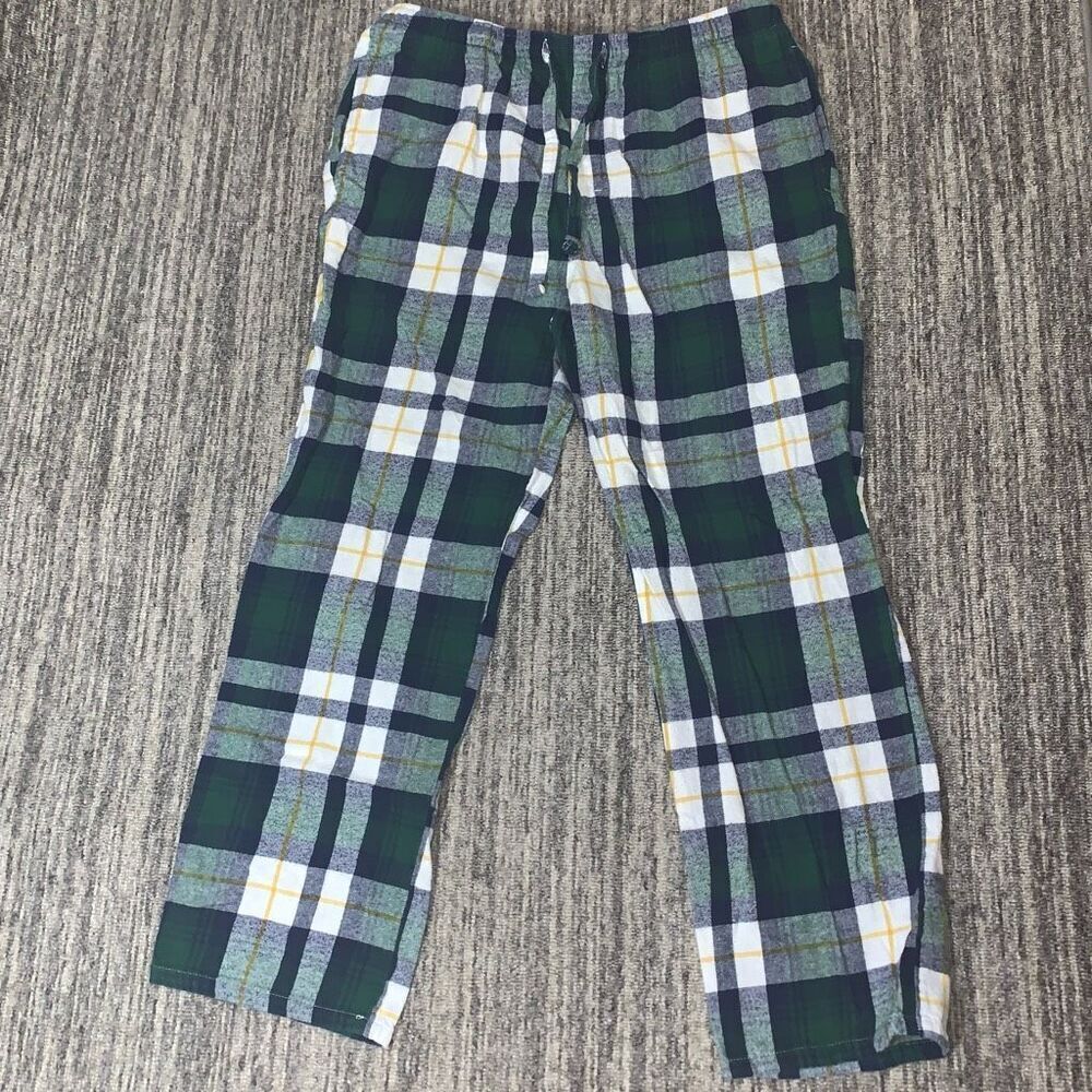 Old Navy Mens Size Large Drawstring Waist Pajama Lounge Pants Green White Plaid